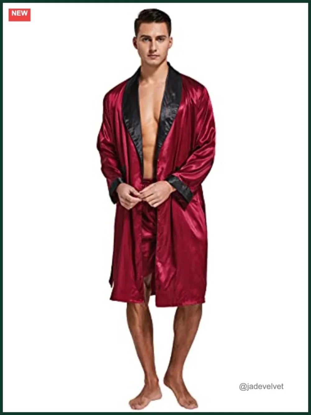 Men's Satin Robe Long Sleeve Kimono Bathrobe with Shorts Set Sleepwear